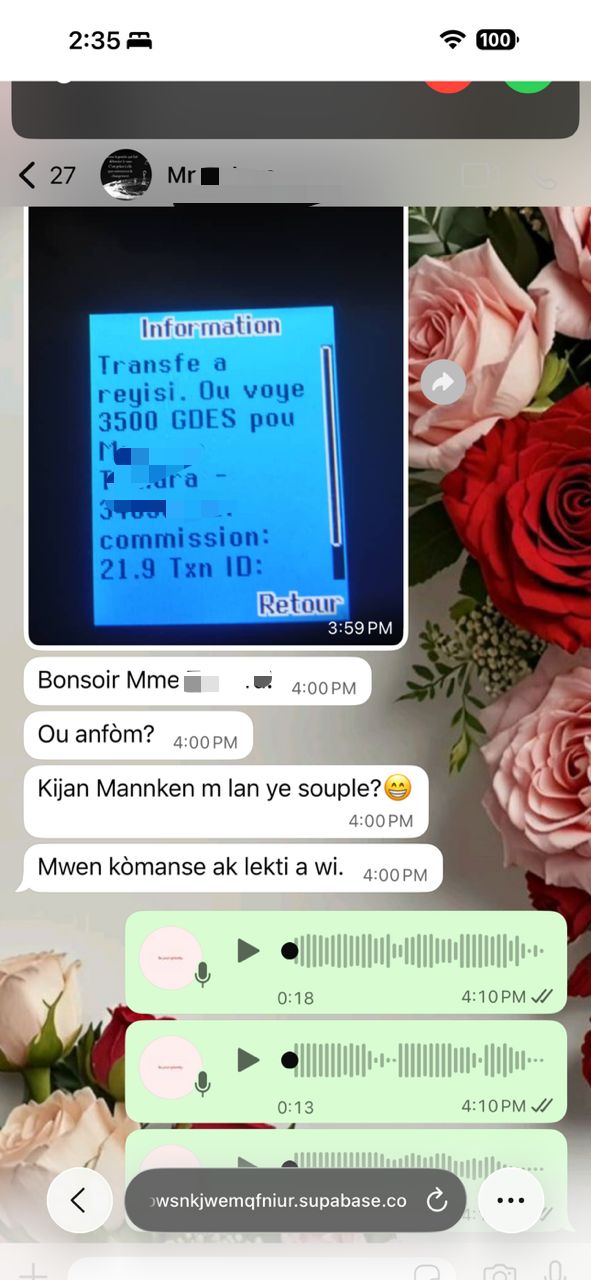 WhatsApp - Paiement MonCash 3500 GDES